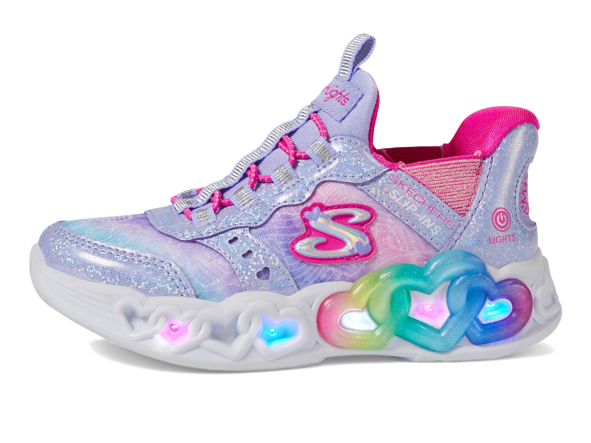 Skechers Unisex-Child Infinite Heart Lights-Eternal Shimmer Sneaker