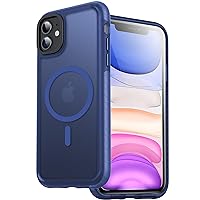 DASFOND Magnetic Designed for iPhone 11 Case, Compatible with Magsafe, Military Grade Drop Protective with Shockproof Strip, Translucent Matte Back Phone Case for iPhone 11 6.1 inch, Dark Blue