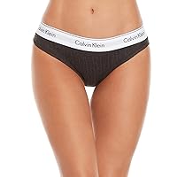 Calvin Klein Women`s Modern Cotton Logo Bikini (Charcoal Heather(QF4954-038)/White, Medium)