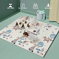 Foldable Baby Play Mat, Extra Large Waterproof Activity Playmats for Babies,Toddlers, Infants, Play & Tummy Time, Foam Baby Mat for Floor with Travel Bag