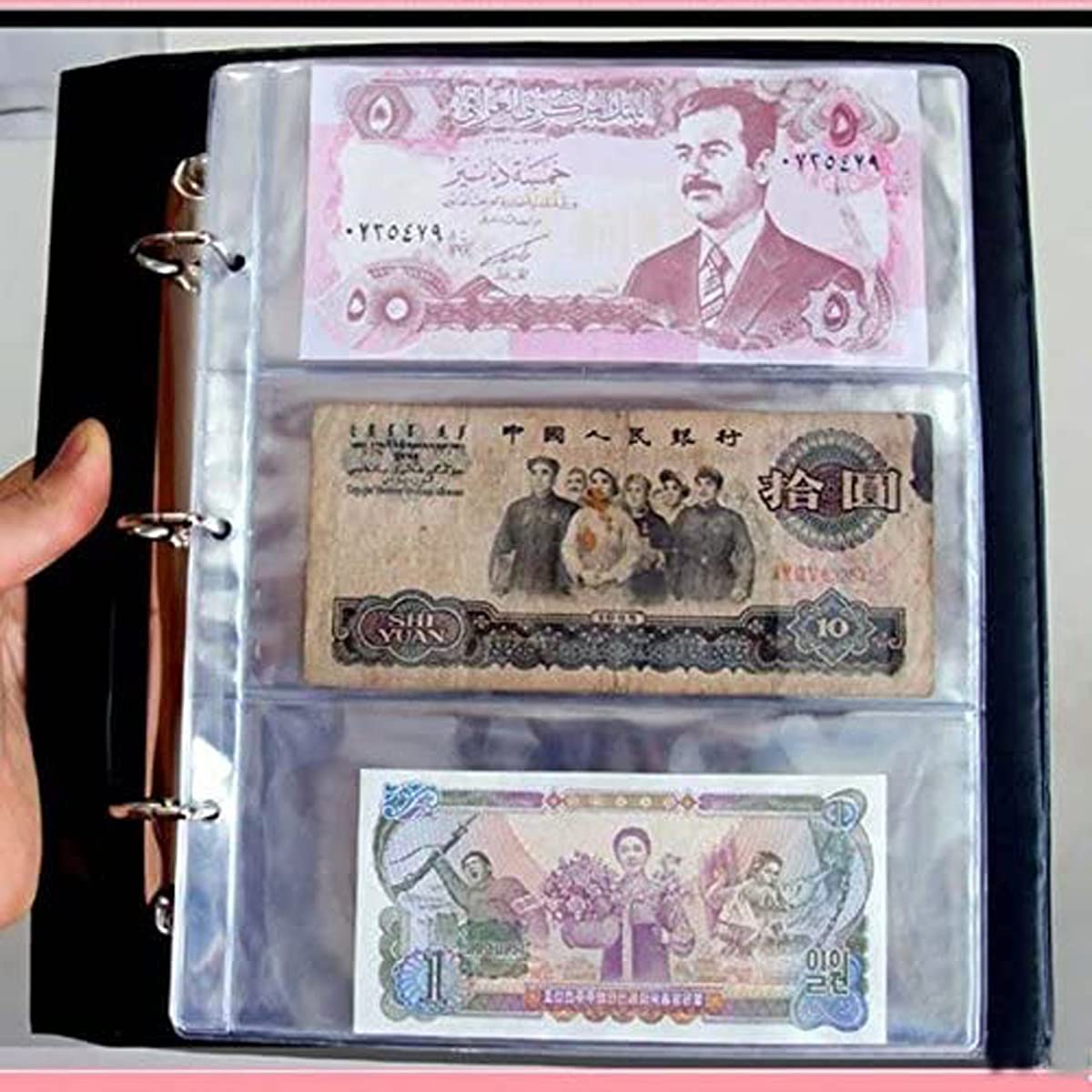 Xiaolanwelc@ 10Pcs/Set PVC Transparent Removable Sheets for Paper Money Collection Album Banknotes Album Home Decorative Crafts 25.5x20CM