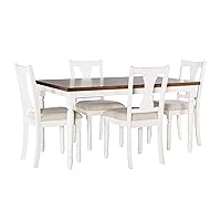 Willow White Five Piece Dining Set with Honey Brown Top Includes Dining Table and Four Chairs by Powell