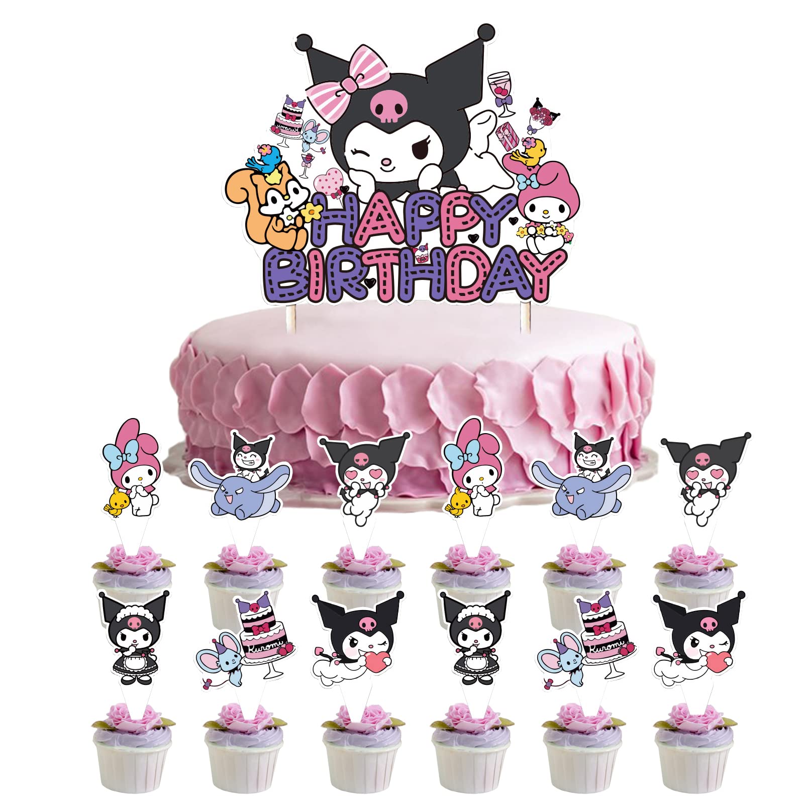 Round 20 Pcs Mixed Design Happy Birthday Cake Toppers Pack, For Bakery,  Packaging Type: Packet