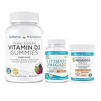 Nordic Naturals Adult Immune Starter Pack - Ultimate Omega 2X, Nordic Flora Probiotic Daily, Zero Sugar Vitamin D3 Gummies