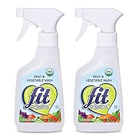 FIT Organic - USDA Certified Earth Friendly, Tasteless and Odorless Fruit and Vegetable Wash, Bottle Spray, White, Clear, 12 Fl Oz (2 Pack)