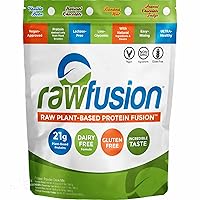 Rawfusion- Vegan Protein Powder, Natural Chocolate - 21g of Plant Based Protein, Low Net Carbs, Non Dairy, Gluten/ Lactose Free, Soy Free, Kosher, Non-GMO, 4lb Pound