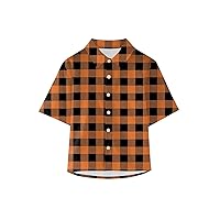 Long Sleeve Kid Boy Western Toddler Baby Boy Clothes Plaid Letters Print Shirts Short Sleeve Button Down Lapel