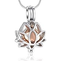 Minicremation Cremation Jewelry for Ashes Lotus Flower Hollow Heart Urn Necklace Ash Locket, Keepsake Pendant Necklace for Women