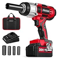 Cordless Impact Wrench, 1/2 Impact Gun w/Max Torque 330 ft lbs (450N.m), Power Impact Torque Wrench w/ 3.0A Li-ion Battery, 4 Pcs Impact Sockets and 1 Hour Fast Charger