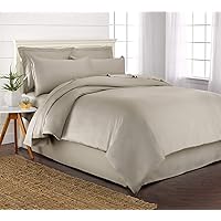 Pure Bamboo Queen Duvet Cover 3 Piece Set, Genuine 100% Organic Viscose Derived from Bamboo, Luxuriously Soft and Cooling, Includes 2 Pillowcases (Queen, Sand)