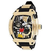 Invicta Men's Disney Limited Edition 53mm Silicone, Stainless Steel Mechanical Watch, Black (Model: 44068)