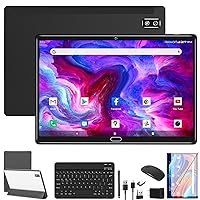 2022 Newest Android 11.0 Tablet, 2 in 1 Tablet 10.1 Inch, 4G Cellular Tablet with Keyboard, 64GB ROM + 4GB RAM, Octa-Core Processor, 2 Sim Slot, 13MP Camera, GPS/WiFi/Bluetooth/Mouse/Stylus(Black)
