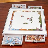Bits and Pieces - 1500 Piece Puzzle Board with Drawers - Jumbo Pro Plateau - Lightweight Tabletop Deluxe Jigsaw Puzzle Organizer and Puzzle Storage System
