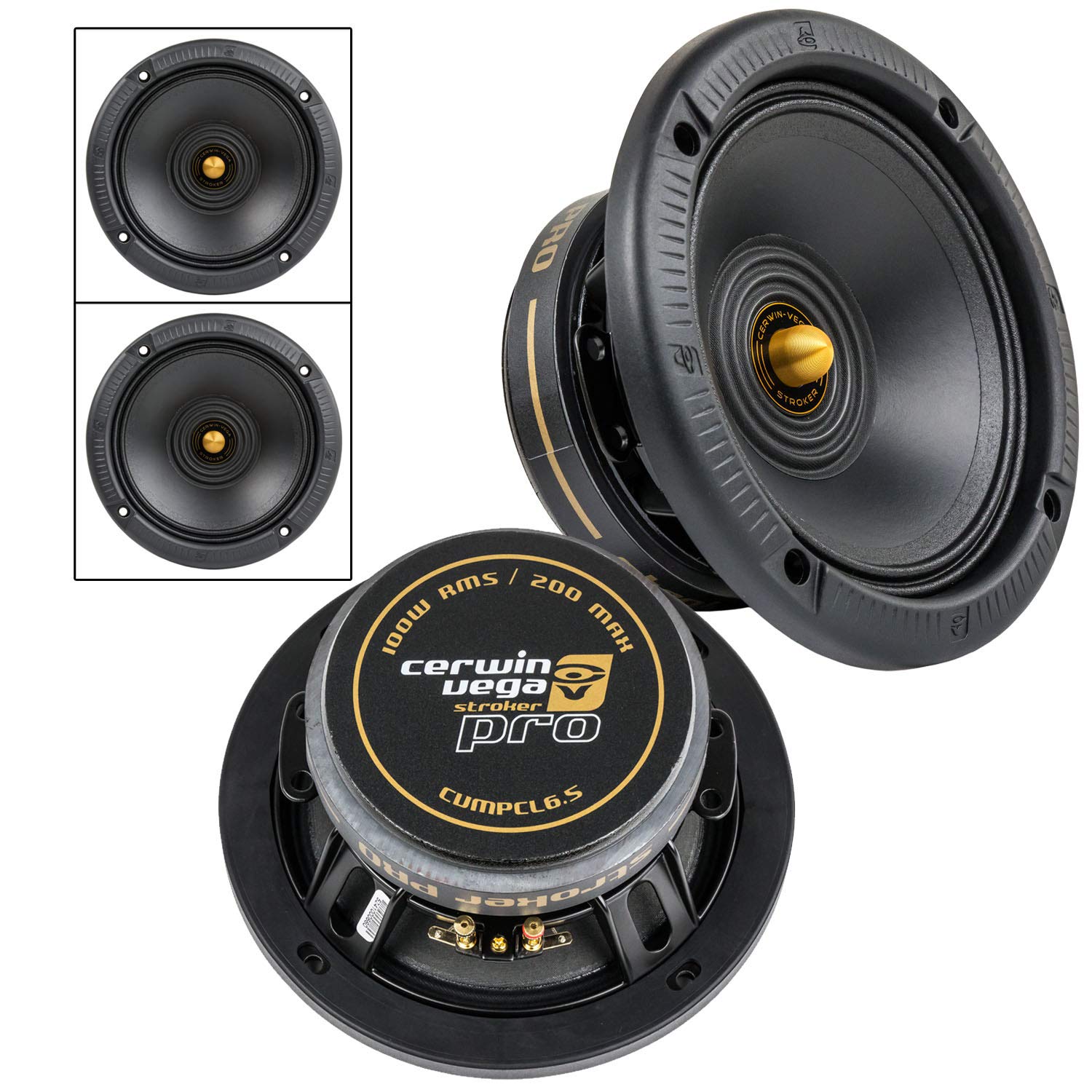 2 Pack 6.5" Full Range Speakers 200 Watts Max All Weather Car Audio CVMPCL6.5