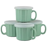 10 Strawberry Street 16 oz Soup Mug with Lid, 4 Count (Pack of 1), Turquoise