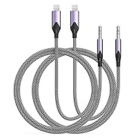 Aux Cord for iPhone, 2 Pack [Apple MFi Certified] Lightning to 3.5mm Aux Stereo Audio Braided Cable Adapter Compatible with iPhone 14 13 12 11 XS XR X 8 7 iPad for Car Home Stereo, Speaker, Headphone