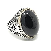 KAR 925K Stamped Sterling Silver Black Onyx Men's Ring I1I