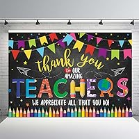 MEHOFOND 7x5ft Thank You Teachers Backdrop Teachers' Appreciation Day Party Classroom Decorations Supplies Thank You Photography Background Photo Booth Props