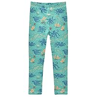 Octoups Swimming Girl's Leggings Soft Ankle Length Active Stretch Pants Bottoms 4-10 Years