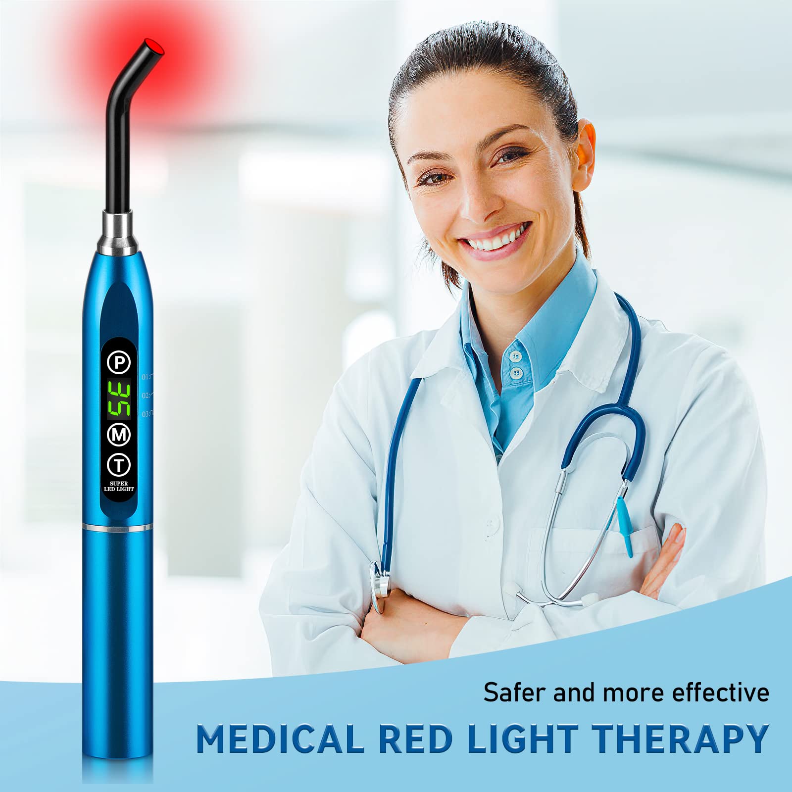 Red Light Therapy Cold Sores Treatment&Fever Blister,Canker Sore Mouth Sore Relief, Nose Ear Knee Hands Joint Muscle,Handheld Infrared Red Light Therapy Device for Body Face(Blue)