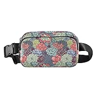 ALAZA Succulents and Cactus Floral Belt Bag Waist Pack Pouch Crossbody Bag with Adjustable Strap for Men Women College Hiking Running Workout Travel