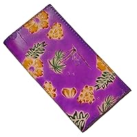 Genuine Leather Checkbook Cover, Hawaii Scenery Pattern Embossed, More Color