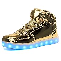 Wooowyet Kids LED Sneakers for Boys Hook&Loop Low Light Up Shoes LED Girls USB Recharging