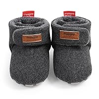 Timatego Newborn Baby Boys Girls Cozy Fleece Booties with Grippers Stay On Slipper Socks Infant Toddler Crib Winter Shoes for Boys Girls