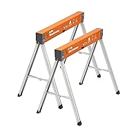 BORA Workhorse Saw Horses 2 Pack Folding Heavy Duty Sawhorse Pair with Adjustable Legs, Heavy Duty Saw horse for Contractors Portable Workbench PM-3330T
