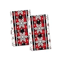 Artoid Mode Red Black Buffalo Plaid Snowflake Winter Kitchen Towels Dish Towels, 18x26 Inch Christmas Seasonal Decoration Hand Towels Set of 2