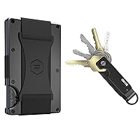 The Ridge Secure Essentials Bundle: Minimalist RFID-Blocking Slim Wallet with Cash Strap Gunmetal Titanium & Compact Key Organizer Set Aluminum Gunmetal.