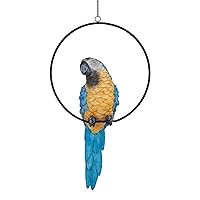 Design Toscano Polly in Paradise Parrot Sculpture on Ring Perch, Large, Twin