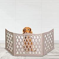 Bundaloo Freestanding Dog Gate Expandable Decorative Wooden Fence for Small to Medium Pet Dogs, Barrier for Stairs, Doorways, & Hallways (Diamond)