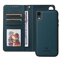 Cell Phone Flip Case Cover Compatible with iPhone XR Wallet Case Detachable Back Case with Card Holder/Wrist Strap, PU Leather Flip Folio Case with Magnetic Stand Shockproof Phone Cover ( Color : Gree