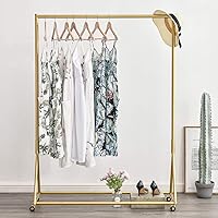 Gold Pipe Clothing Racks Freestanding, Modern Metal Clothes Rack Heavy Duty, Easy Assemble Clothing Rack for Hanging Boutiques and Bedroom 47