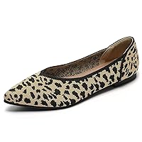 Semwiss Women's Ballet Flats Comfortable Casual Dressy Shoes,Work Flats Office Shoes Pointed Toe Leopard Flats.