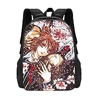 Anime Vampire Knight Backpack Cartoon Large Capacity Backpacks Laptop Backpack Lightweight Canvas Shoulder bag Outdoor Travel 16-Inch Black