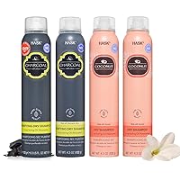HASK Dry Shampoo Sampler Set: 2 each Charcoal Dry Shampoos and Coconut 4.3oz Dry Shampoos