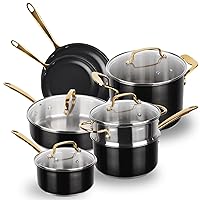 Pots and Pans Set Non Stick, Stainless Steel Cookware set, 11 Piece Premium Tri-Ply Kitchen Cookware Sets, Dishwasher Safe, Oven Safe, Black