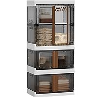 HAIXIN Closet Organizers and Storage, 77.6 Gal Stackable Bisn, Wardrobe Organizer, Collapsible Clothing Storage with Closet Rod, Divider and Clothes Hangers (1 Pack 39.6 Gal and 2 Pack 19 Gal )