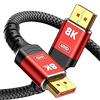 Capshi DisplayPort Cable 1.4, 8K DP Cable 10FT (8K@60Hz, 4K@144Hz, 2K@240Hz) HBR3 Support 32.4Gbps, HDCP 2.2, HDR10 FreeSync G-Sync for Gaming Monitor 3090 Graphics PC (Red)