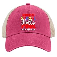 Goodbye School Hello Pool Hat for Men Baseball Cap Vintage Washed Running Hats Cotton