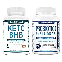 Purely Optimal Premium Keto Diet Pills Utilize Fat for Energy with Ketosis + Premium Probiotics 60 Billion CFU with Organic Prebiotics & Digestive Enzymes