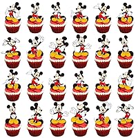 48Pcs Mickey Cupcake Toppers Mickey Birthday Party Supplies Mickey Theme Party Cake Decorations