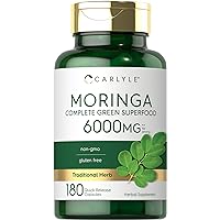 Carlyle Moringa Oleifera | 180 Capsules | Non-GMO and Gluten Free Supplement | Complete Green Superfood | from Moringa Leaf Powder