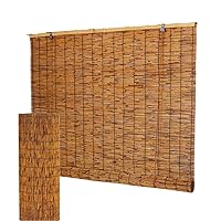 Brown Bamboo Blinds Shades for Outdoor Patio Roll Up Shade Bamboo Window Blind 10-78 inches Wide, Woven Wood Curtains for Porch Cordless Bamboo Roller Blinds(Size:W78xH64 inch)