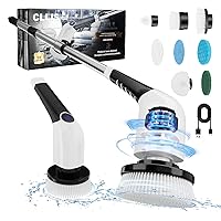 Electric Spin Scrubber, Shower Scrubber with Long Handle & 8 Replaceable Brush Heads, 3 Speeds Cleaning Brush Power Scrubber, Adjustable Extension Handle Spin Brush for Cleaning Bathroom,Tub