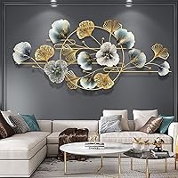 WXFKLDJ Metal Wall Decor for Livingroom, Large 3D Metal Wall Art Decorations Ginkgo Biloba Leaf Decor Hanging for Living Room Bedroom bathroom Office Home Decorations