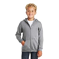 INK STITCH Youth Boys and Girls Heavy Blend Cotton Hoodie Zip Up - Grey M