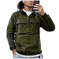 Men's Hooded Solid Color Sweater, European And American Youth Sports Multi Pocket Patch Leather Sweater Jacket